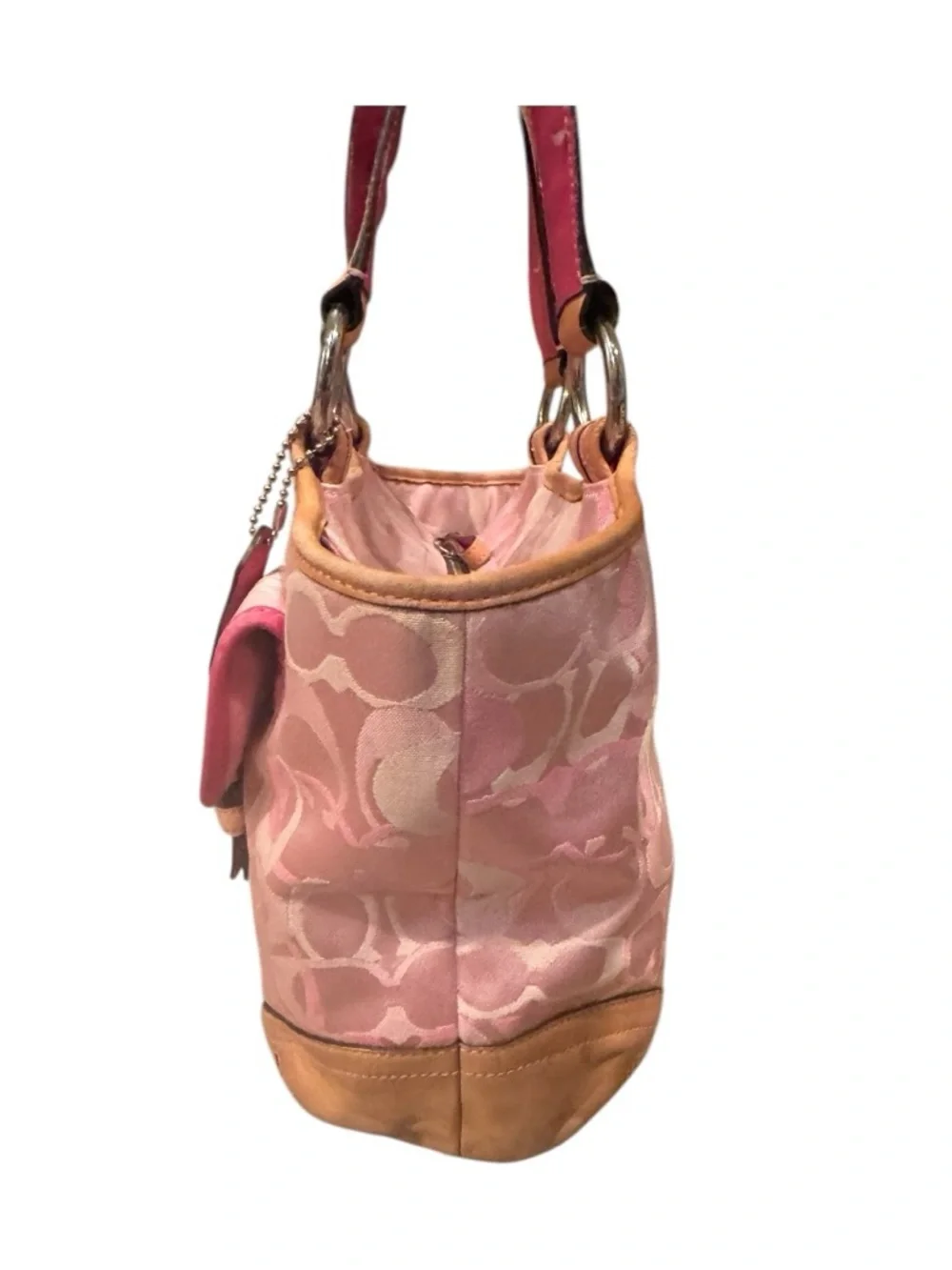 Vintage Coach Pink Soho Signature Optic Monogram Jacquard Buckle Shoulder Bag - Picture 3 of 12